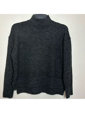 Dress Forum LA Mock Neck Drop Shoulder Relaxed Fit Charcoal Grey Sweater